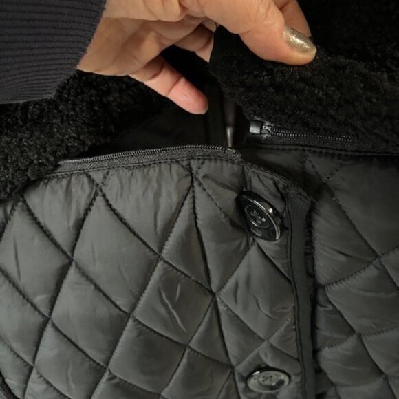 WOMAN WITHIN Black 2-in-1 Zip-Off Berber Quilted Jacket Button Down Plus Size 5X - Picture 10 of 14